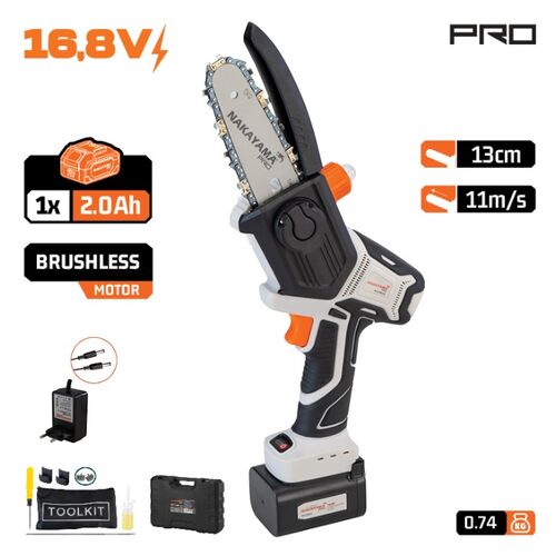 Nakayama EC1500 Κλαδευτικό Αλυσοπρίονο Μπαταρίας 1x2Ah Brushless 16.8V 0.88kg με Λάμα Carving 13cm