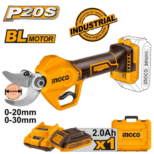 Ingco CSSLI203083 20V 30mm Brushless Ψαλίδι Κλαδέματος Μπαταρίας με Μπαταρία 2Ah & Φορτιστή