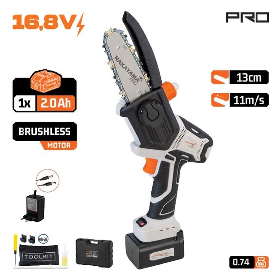 Nakayama EC1500 Κλαδευτικό Αλυσοπρίονο Μπαταρίας 1x2Ah Brushless 16.8V 0.88kg με Λάμα Carving 13cm